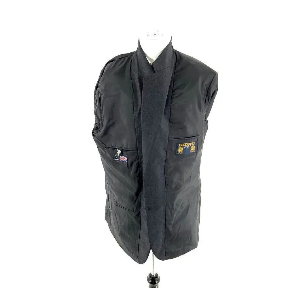 DAMAGED Alexandre London Of England Savile Row Wool 2 Button Blazer‎ 44L Gray